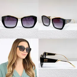 Rectangular acetate cat eye sunglasses metal legs temple with metal letter logo top with metal frame connecting two lenses gradient fashion Gafas de sol SMU02Y