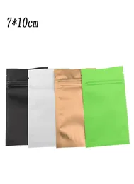 500pcslot 710cm Matte WhiteBlackGreenBrown Bolsas con cremallera de papel de aluminio de color pequeño con cierre de cremallera Bolsa de papel de Mylar Café Té Comida Pa2448399