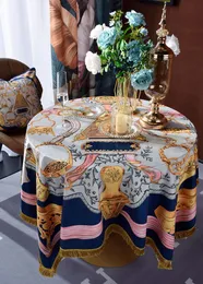 New luxury jacquard Round Tablecloth With Tassel Wedding decoration kitchen Party Coffee room Desk Cloth Dinning Table cover