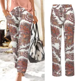 Women's Pants & Capris Women High Waist Printing Easy Trousers Long Boho Beach Pockets Quality Plus Size Thin