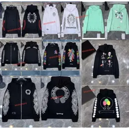 Moda de luxo Mens Jaquetas Designer Zipper Moletons Coração Ferradura Cruz Impressão Marca Ch Hoodies Mulheres Cromos Casaco Casual Pul Romes