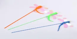 Cat Toys 1 PC Colorful Sounding Dragonfly Feather Tickle Rod Teaser Interactive Training Pet Fun Supplies9340595