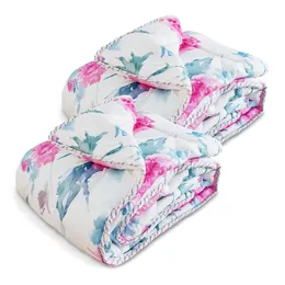 Twin comforter quiltad täcke täcke blommig lättvikt sängkläder set mikrofiber mjuk hela säsongen rosa blommig tvillingstorlek 2 pack