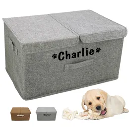 Accessories Custom Dog Toy Box Canvas Storage Bin Collapsible Pet Supplies Storage Basket For Organizing Pet Toys Leash Clothes Accessories