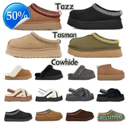 Zapatillas de piel de oveja de diseñador castaño para mujer Australia Ultra Mini plataforma deslizante botas de nieve zapatillas de invierno Disquette al aire libre