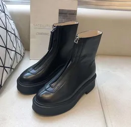 The Row Smooth Leather Ankle Chelsea Boots plataforma con cremallera sin cordones punta redonda tacones de bloque Cuñas planas botines botas gruesas para mujer fábrica 17