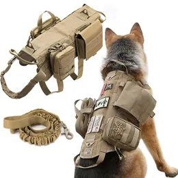 Imbracature Pettorina per cani di grandi dimensioni con tasche Gilet Molle K9 Maniglia NoPull Imbracatura tattica per addestramento pastore tedesco per cani