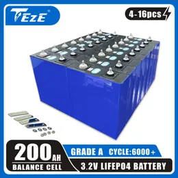 Nuovo 3.2V 4-16Pcs LifePO4 Batteria 200Ah Deep Cycle Ricaricabile Bateria DIY 12V 24V 48V per RV EV Barca Solar Cell EU TAX-FREE