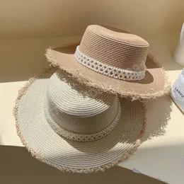 قبعات شمس النساء رجال الصيف ربيع جولة قمة قش لؤلؤة في الهواء الطلق شاطئ الشمس وميض المرأة القبعات واسعة الحافة القبعات sombreros de mujer