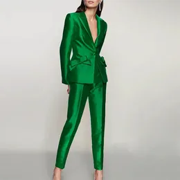 Women's Two Piece Pants TwoPiece Suit Ladies Single Button Slim With Bow Party Tuxedo Temperament High Street Luxury Women Blazer Suits 231127