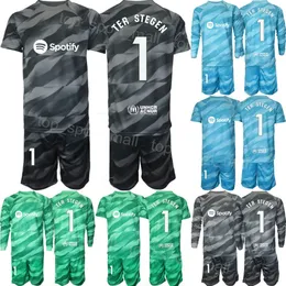 Club Team 22-23 Kids GK Soccer 26 Ander Astralaga Jersey Set Long Sleeve Goalkeeper 1 Antoni Ramallets Victor Valdes 1 Ter Stegen 13 Inaki Pena Football Shirt BaSai