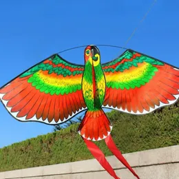 ملحقات Kite Parrot ملونة مع مقبض بلاستيكي أحمر وسلسلة 50 مترًا للأطفال البالغين ، طيور الطيران الطيران في الهواء الطلق لعبة الأطفال 230426