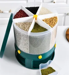 10kg cozinha recipiente de armazenamento de alimentos latas rotativas para cereais a granel umidade à prova de insetos caixa organizador de grãos 6 grade balde de arroz 222125738