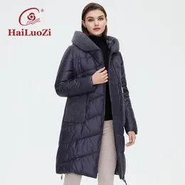 Parkas Hailuozi 2022 Kış Kadın Ceket Moda Örme Pocket Uzun Katlı Kadınlar Basit Kalın Parkas Kadın Casual Cotten Outwear 6057