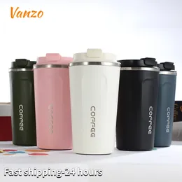 Tumblers Double-layer Vacuum Stainless Steel Portable Coffee Cup Simple Car Mounted Men's and Women's High-value Handy Thermos Cup 230426