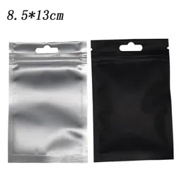 Mat Siyah Mylar Clear Plastik Paket Torba 8513cm Isı Sızdırmaz Alüminyum Folyo Paketleme Çantası Fermuarı Üst Paket Çantası 100PCSLOT2056812