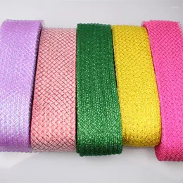 2,75"(7CM) mit Goldbesatz Schrumpfkrinoline Mesh Stoff Zöpfe DIY Haarschmuck Fascinator Material 4 Farben/Lot