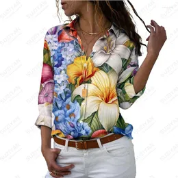 女性用ブラウスサマーレディースシャツフラワー3Dプリントレディ美しいカジュアルスタイルファッショナブルなルーズトレンド