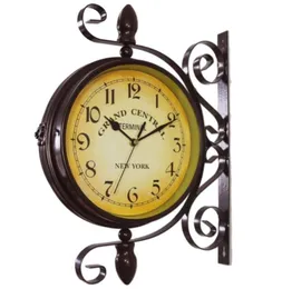Relógio vintage estilo europeu, relógio de parede dupla face inovador e elegante 2111105009836