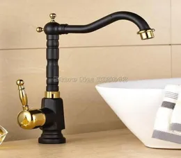 Black Gold Basin Faucet Sink Cold och Badrum Mixer TAPS 360 graders Swivel Spout Kitchen Tap TNF807 FAUCETS2989459