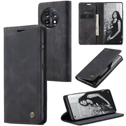 CaseMe Retro Leather Matte Flip Stand Wallet Cases for Oneplus 11 8T 8 Pro 7 One Plus Nord Shockproof Vintage Card Slots Holder Phone Cover