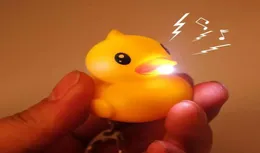 Creative Led Yellow Duck Keychain with Sound Animal Series Rubber Ducky Key Ring Toys Doll gift2407696