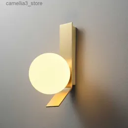 مصابيح جدار جديدة LED WALL LAMP GLASS BALL غرفة المعيشة الحديثة غرفة نوم غرفة نوم أمريكية ممر الممر السرير بجانب الإضاءة الشمسية NORDIC DECO LIGHT Q231127