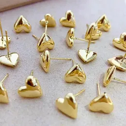 Stud Earrings YUNLI Real 18K Gold Heart Pure Solid AU750 Earring For Women Fine Jewelry Gift