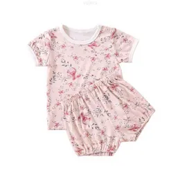 Kläderuppsättningar Baifei Wholesale Soft Modal Cotton Girl Toddler Clothes T Shirt Kort byxa 2 st nyfödda Baby Girls '