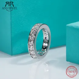 Solitaire Ring Anujewel 3,5 mm D anel de casamento colorido anel 925 anéis de noivado de prata para mulheres atacado 230426