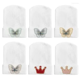 Berets Cute Butterfly Hats For Baby Boys Girls Soft White Cotton Kint Beanies Kids Child Props Hat