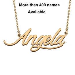 Łańcuchy kursywne litery Początkowe nazwisko Naszyjnik na przyjęcie urodzinowe Angela Rok Bożego Narodzenia