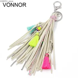 Nyckelringar Vonnor smycken nyckelring multi-lagers sammet repkedja legering Tassel hänge charm nyckelkedjor bohemiska tillbehör för kvinnor flicka J230427