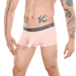 Underpants Man Bulge Pouch Boxers With Elephant Nose Ultra Low Wasit Modal Big U-Convex Sexy Underwear Pink Lingerie Slip Enhance Briefs