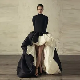 Юбка Новый дизайн черно -белые юбки женская индивидуальная длина пола длинная макси -юбка пухлая асимметричная высокая низкая юбка