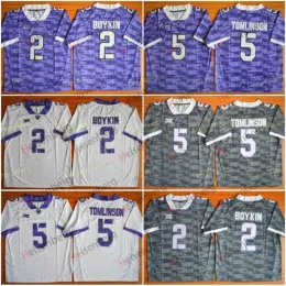 كرة القدم ارتداء الكلية الأمريكية للرجال TCU Horned Frogs College Football Jerseys 5 Ladainian Tomlinson 2 Trevone Boykin University Stitched Foo High