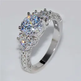 زفاف خواتم Cincin Pertunangan Warna Perak Mode Indah Untuk Wanita Cincin Kristal Zirkon Putih Perhiasan Pernikahan Pengantin Ulang Tahun 230427