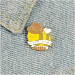 Cartoon Accessoires Bij Emaille Pins Mr. Cowboy Pin Badges Bijenhoed Geel Herenhoed Insect Broches Revers Kleding Rugzak Tas Anima Dhdp8