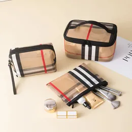 化粧品オーガナイザーPVC Concave Colored Stripe Makeup Bagポータブル防水メイクバッグオーガナイザー多機能グリッド旅行ストレージバッグ231127