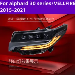 トヨタアルファード30シリーズ/Vellfire 20 15-20 21 DRLランニングライトハイライトターンシグナルのLEDヘッドライトアセンブリ