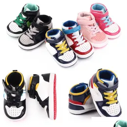 First Walkers Baby Shoes Newborn Boys Girls First Walkers Crib Kids Pu Sneakers Prewalker 0-18months drop Droper