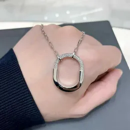 Designer's High version Gold plating Brand U-shaped lock necklace for women 18k niche LOCK series small half diamond color separation pendant collarbone chain