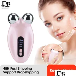 Ansiktsvårdsenheter EMS Masr Roller Miclogurrent Lifting Hine V-Face Skin Rejuvenation Anti-Wrinkle Beauty Drop Delivery Health T DHLDH