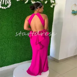 Hot Pink 3D Florals Evening Dress Sexy Open Back Mermaid Tight Prom Dress 2024 Floor Length Plus Size Formal Dresses For Special Occasion Elegant Vestidos De Gala