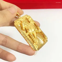 Wisiorki luksusowe złoto 24K kolorowy prostokąt orła wislarz konia dla mężczyzn kobiety