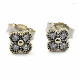 Stud Earrings For Women Brincos Sterling-Silver-Jewelry Oriental Blossom Earring Clear CZ Para As Mulheres Oorbellen Silver 925