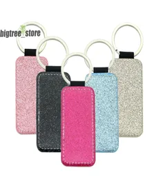 Ship Sublimation Key Chain Glitter Blank Pu Leather Keychains heartrectanglesquareroundペンダント転送印刷リング5906014