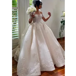 플러스 사이즈 웨딩 드레스 캡 소매 레이스 큰 신부 가운 아플리케 레이스 뒤로 화려한 여자 결혼 드레스 흰색 상아