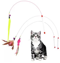 Pet Cat Teaser Toy Wire Dangler Bacchetta Piuma Peluche Pesce Caterpillar Divertimento interattivo Ginnico che gioca Giocattolo JK2012PH9299651