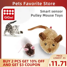 Toys Gigwi Pet Toys Pet Droid Series Pet Robot Cat Toy محاكاة Sounds Officatic Smart Sensor Pulley Mouse Toys For Cat